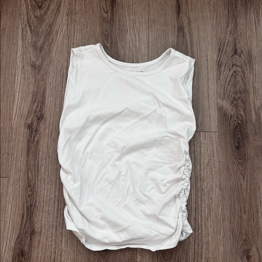 Loft ruched white tank top size medium